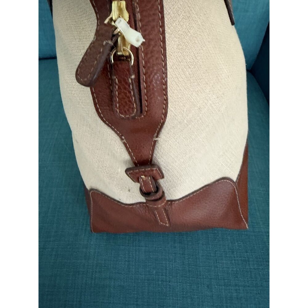 Liz Claiborne | Linen & Leather Tote Bag | Beige Brown | Double Handle | NWT Exc - Picture 6 of 6